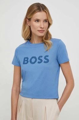 Boss Orange t-shirt bawełniany BOSS ORANGE damski kolor niebieski 50501139