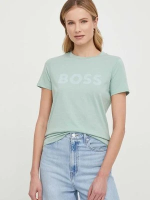 Boss Orange t-shirt bawełniany BOSS ORANGE damski kolor zielony 50501139