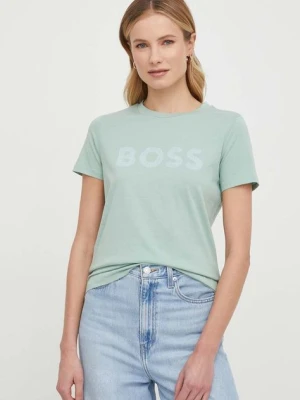 BOSS Orange t-shirt bawełniany BOSS ORANGE damski kolor zielony 50501139