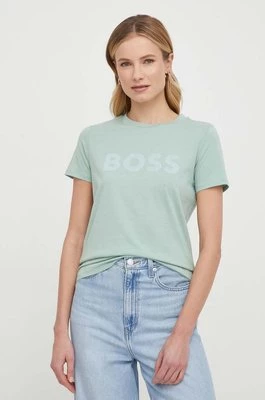 Boss Orange t-shirt bawełniany BOSS ORANGE damski kolor zielony 50501139