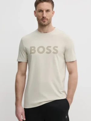 BOSS Orange t-shirt bawełniany BOSS ORANGE kolor beżowy z nadrukiem 50481923