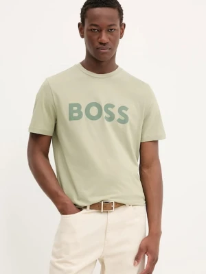 BOSS Orange t-shirt bawełniany Thinking 1 męski kolor zielony z nadrukiem 50481923