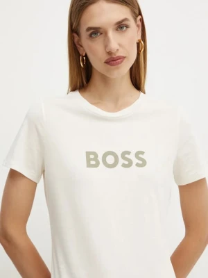 BOSS Orange t-shirt bawełniany C_Elogo_5 beżowy
