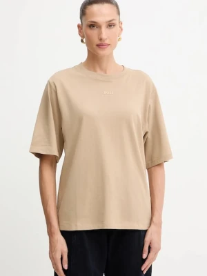 BOSS Orange t-shirt bawełniany damski kolor beżowy 50523256