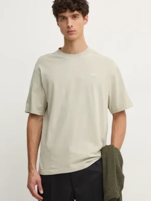 BOSS Orange t-shirt bawełniany męski kolor beżowy gładki 50528468