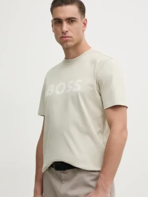 Zdjęcie produktu BOSS Orange t-shirt bawełniany męski kolor beżowy z nadrukiem 50534923