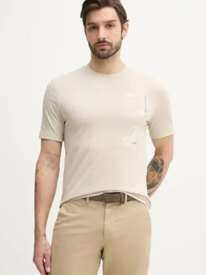 BOSS Orange t-shirt bawełniany męski kolor beżowy z nadrukiem 50539179