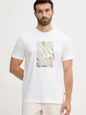 BOSS Orange t-shirt bawełniany męski kolor beżowy z nadrukiem 50546362