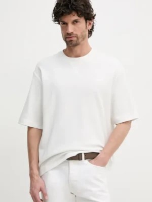 BOSS Orange t-shirt bawełniany męski kolor biały gładki 50536746