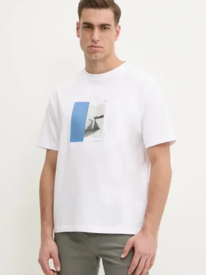 BOSS Orange t-shirt bawełniany męski kolor biały z nadrukiem 50534919