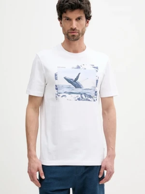 BOSS Orange t-shirt bawełniany męski kolor biały z nadrukiem 50539187