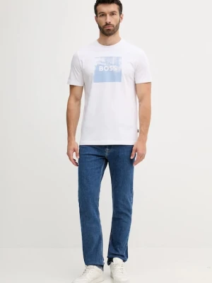 BOSS Orange t-shirt bawełniany męski kolor biały z nadrukiem 50546381