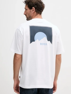 BOSS Orange t-shirt bawełniany męski kolor biały z nadrukiem 50547087