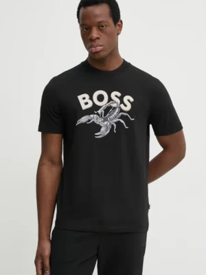 Zdjęcie produktu BOSS Orange t-shirt bawełniany męski kolor czarny z nadrukiem 50539196