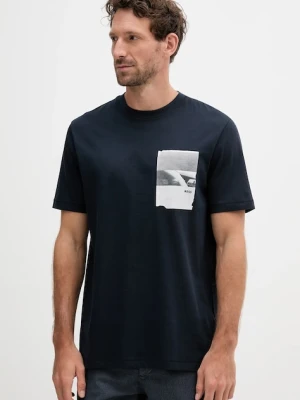 BOSS Orange t-shirt bawełniany męski kolor granatowy z nadrukiem 50546920