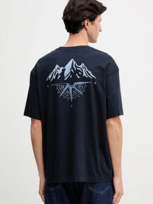 BOSS Orange t-shirt bawełniany męski kolor granatowy z nadrukiem 50551471