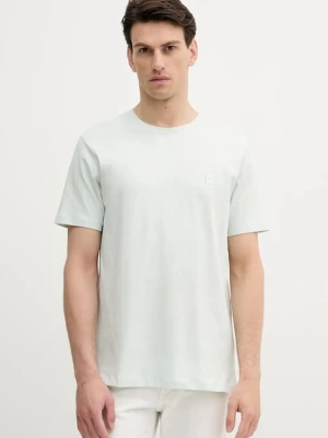 BOSS Orange t-shirt bawełniany męski kolor niebieski gładki 50508584