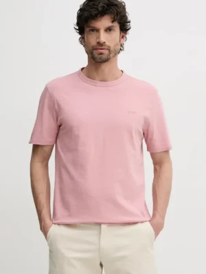 BOSS Orange t-shirt bawełniany męski kolor różowy gładki 50508243