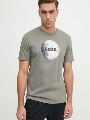 Boss Orange t-shirt bawełniany męski kolor szary z nadrukiem 50528189