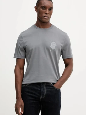 BOSS Orange t-shirt bawełniany męski kolor szary z nadrukiem 50554610