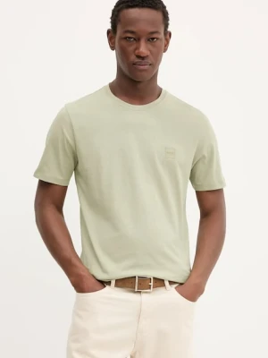 BOSS Orange t-shirt bawełniany męski kolor zielony gładki 50508584