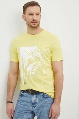 Boss Orange t-shirt bawełniany męski kolor żółty z nadrukiem 50515626