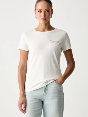 BOSS Orange T-shirt damski bawełniany C_Elove_5 beżowy