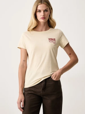 BOSS Orange T-shirt damski bawełniany C_Elove_6 żółty