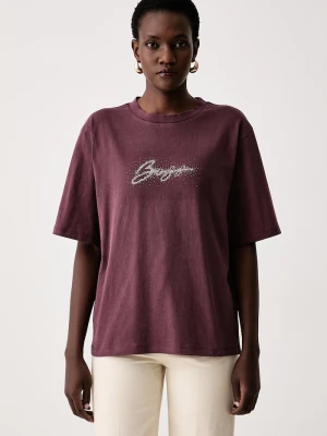 BOSS Orange T-shirt damski bawełniany C_Eregular_8 bordowy