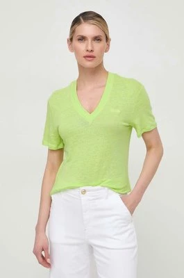 Boss Orange t-shirt lniany kolor zielony 50511242