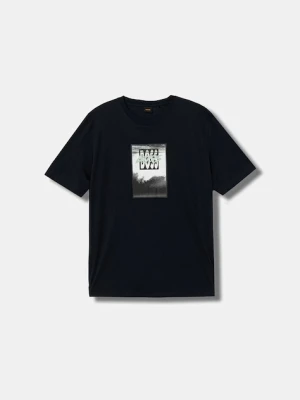 BOSS Orange T-shirt męski bawełniany granatowy