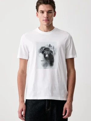 BOSS Orange T-shirt męski bawełniany Te_Being beżowy