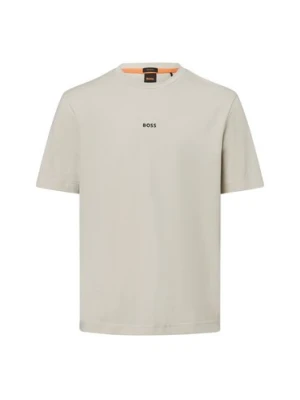 BOSS Orange T-shirt męski Mężczyźni Bawełna beżowy jednolity,