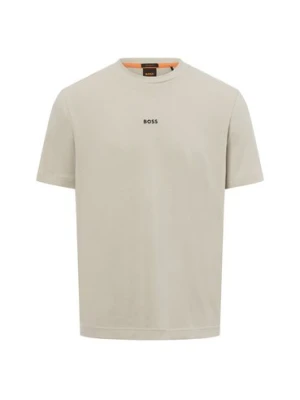 BOSS Orange T-shirt męski Mężczyźni Bawełna beżowy jednolity,