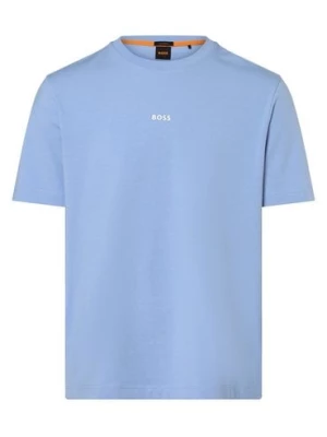 BOSS Orange T-shirt męski Mężczyźni Bawełna niebieski jednolity,