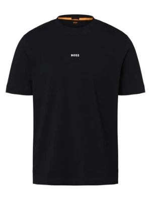 BOSS Orange T-shirt męski Mężczyźni Bawełna niebieski jednolity,
