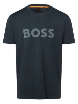 BOSS Orange T-shirt męski Mężczyźni Bawełna niebieski nadruk,