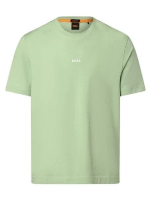BOSS Orange T-shirt męski Mężczyźni Bawełna zielony jednolity,