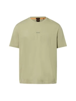 BOSS Orange T-shirt męski Mężczyźni Bawełna zielony jednolity,