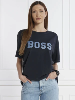 BOSS ORANGE T-shirt | Relaxed fit granatowy