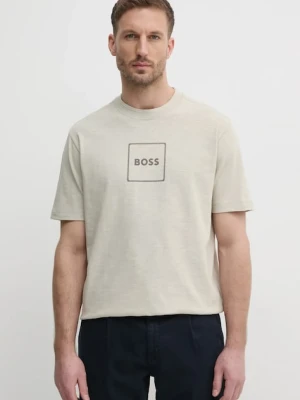Zdjęcie produktu BOSS Orange t-shirt z domieszką lnu beżowy
