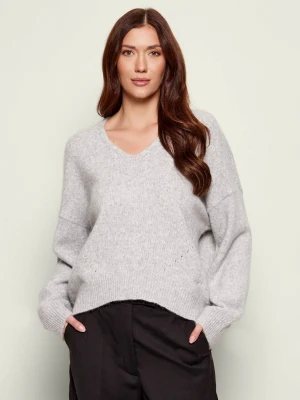 BOSS ORANGE Wełniany sweter C_Fondyssa | Relaxed fit szary