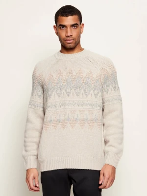 BOSS ORANGE Wełniany sweter Karombo | Relaxed fit beżowy