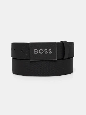 BOSS pasek męski skórzany czarny