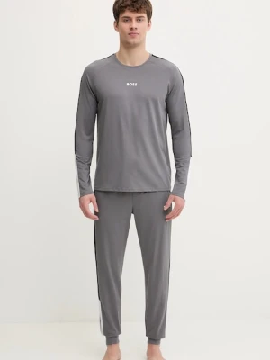 BOSS piżama Balance Long Set męska kolor szary z nadrukiem 50554773