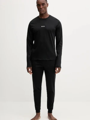 BOSS piżama bawełniana męska kolor czarny z nadrukiem 50550547