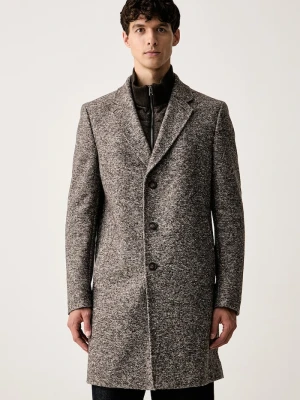 BOSS płaszcz męski z dodatkiem wełny C-Hyde-J-Bib-Pad-264 brązowy