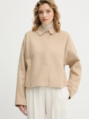 BOSS płaszcz wełniany Cafeta_DF damski kolor beżowy przejściowy 50543170