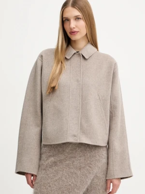 BOSS płaszcz wełniany damski kolor szary przejściowy 50543170