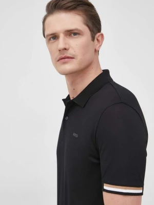 BOSS polo bawełniane 50467113 kolor czarny gładki 50467113